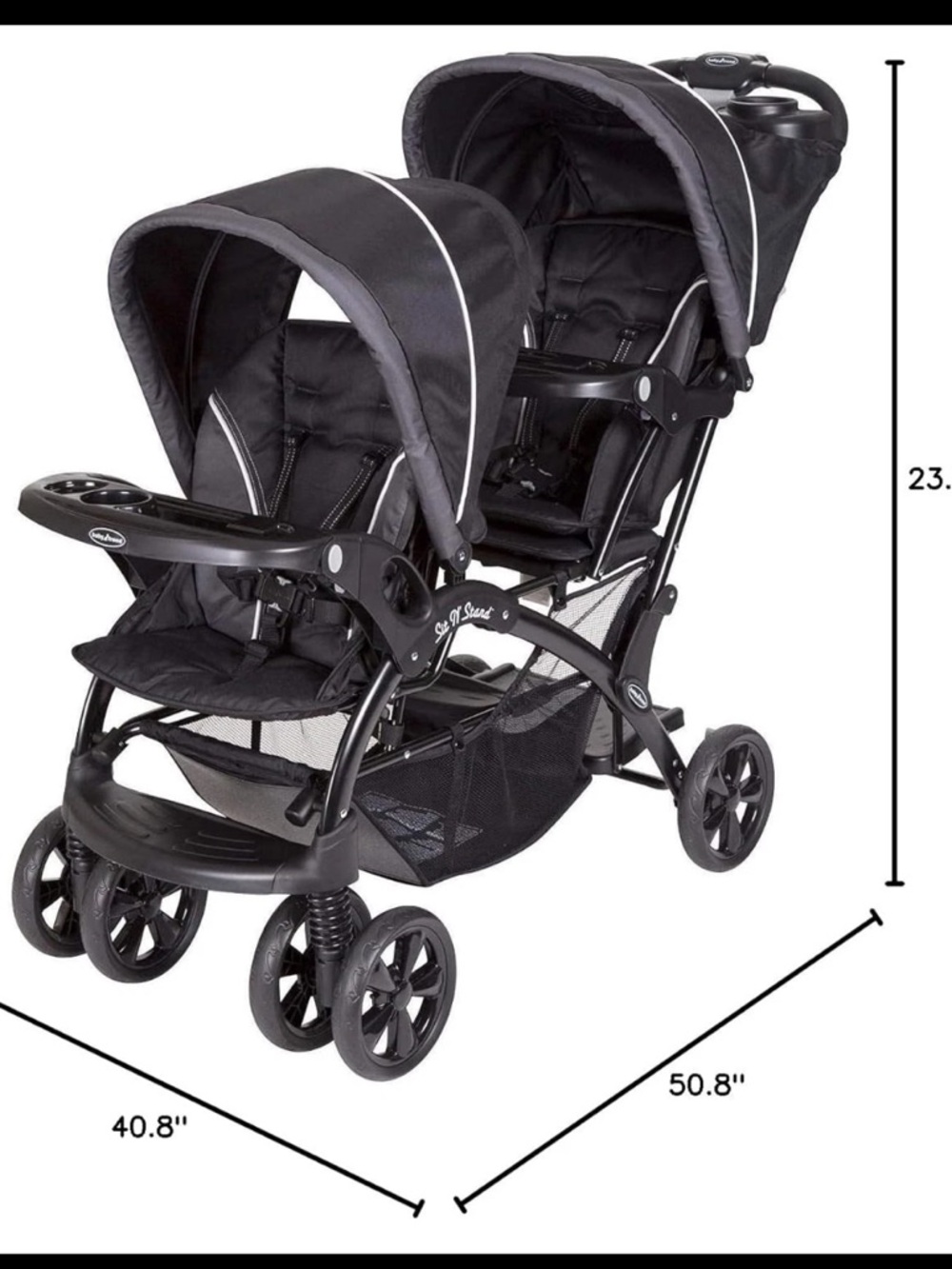 Baby Trend Sit N' Stand Double Stroller with Riding Board & Under Cubby Storage - Picture 2 of 12